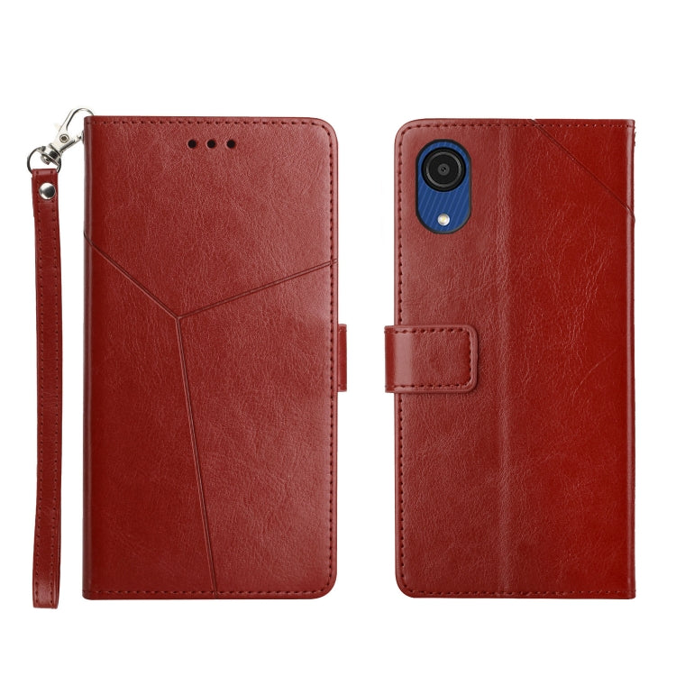 For Samsung Galaxy A03 Core Y Stitching Horizontal Flip Leather Phone Case