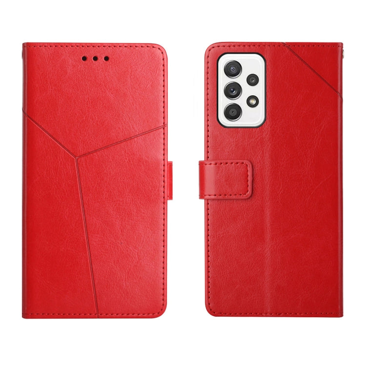 For Samsung Galaxy A73 5G Y Stitching Horizontal Flip Leather Phone Case