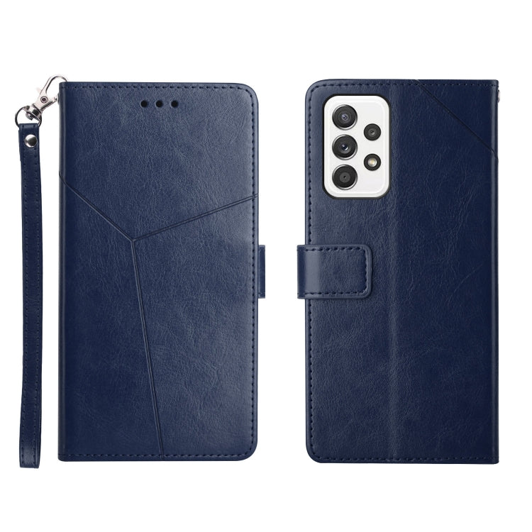 For Samsung Galaxy A73 5G Y Stitching Horizontal Flip Leather Phone Case