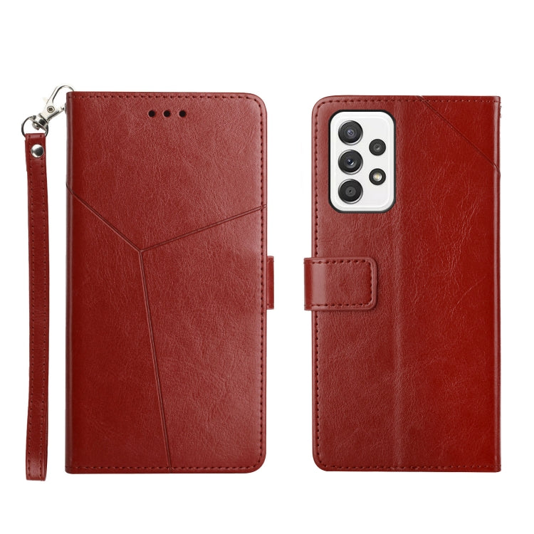 For Samsung Galaxy A73 5G Y Stitching Horizontal Flip Leather Phone Case