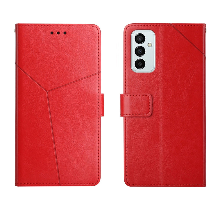 For Samsung Galaxy M23 Y Stitching Horizontal Flip Leather Phone Case