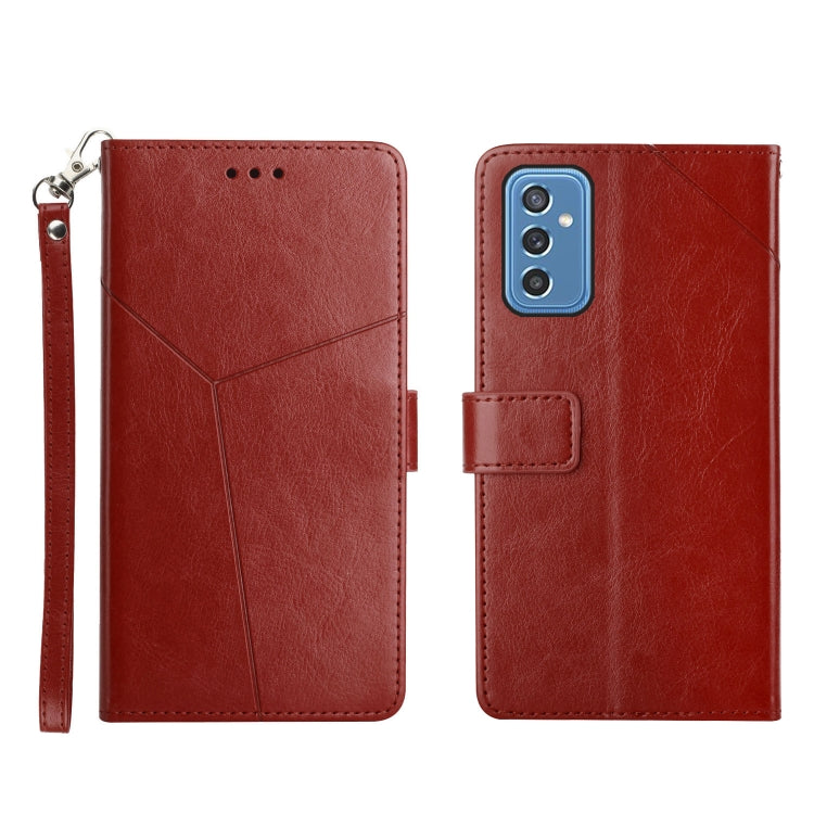 For Samsung Galaxy M52 5G Y Stitching Horizontal Flip Leather Phone Case