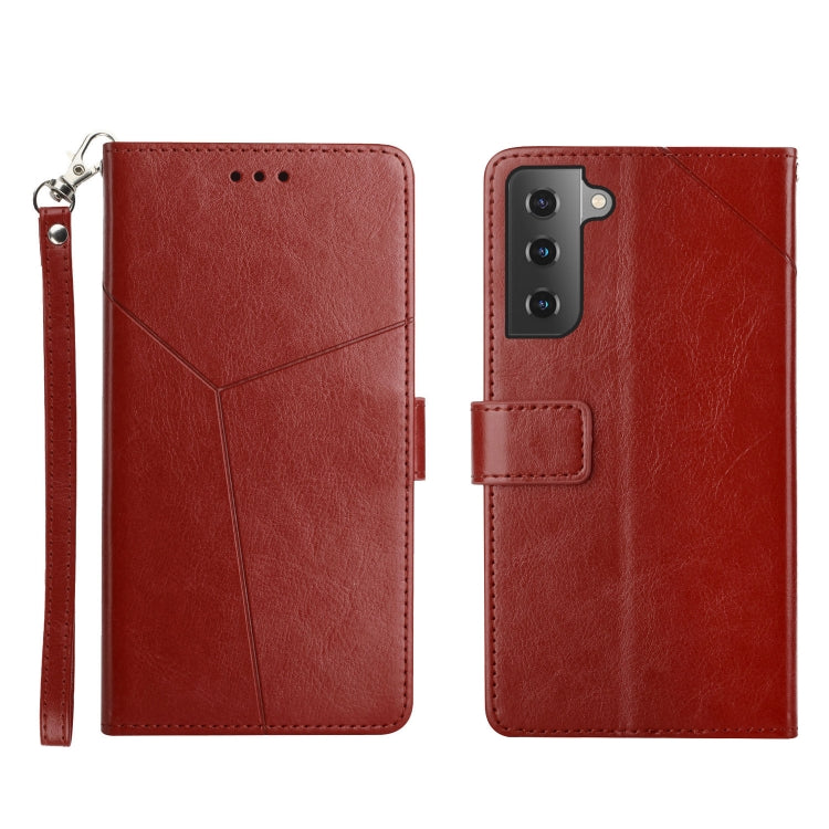 For Samsung Galaxy S22+ Y Stitching Horizontal Flip Leather Phone Case