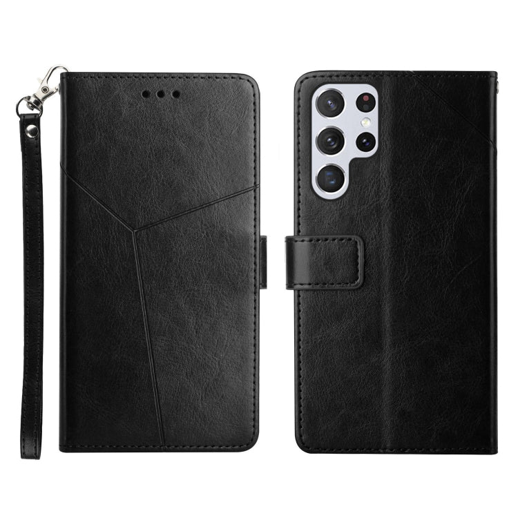 For Samsung Galaxy S22 Ultra Y Stitching Horizontal Flip Leather Phone Case
