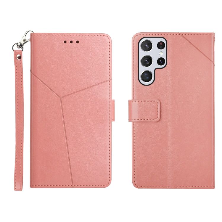 For Samsung Galaxy S22 Ultra Y Stitching Horizontal Flip Leather Phone Case