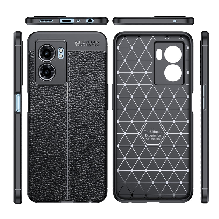 For OPPO A57 2022 Litchi Texture TPU Shockproof Case