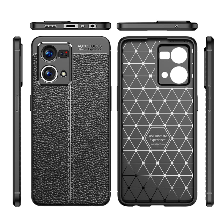 For OPPO Reno7 4G Global Litchi Texture TPU Shockproof Case