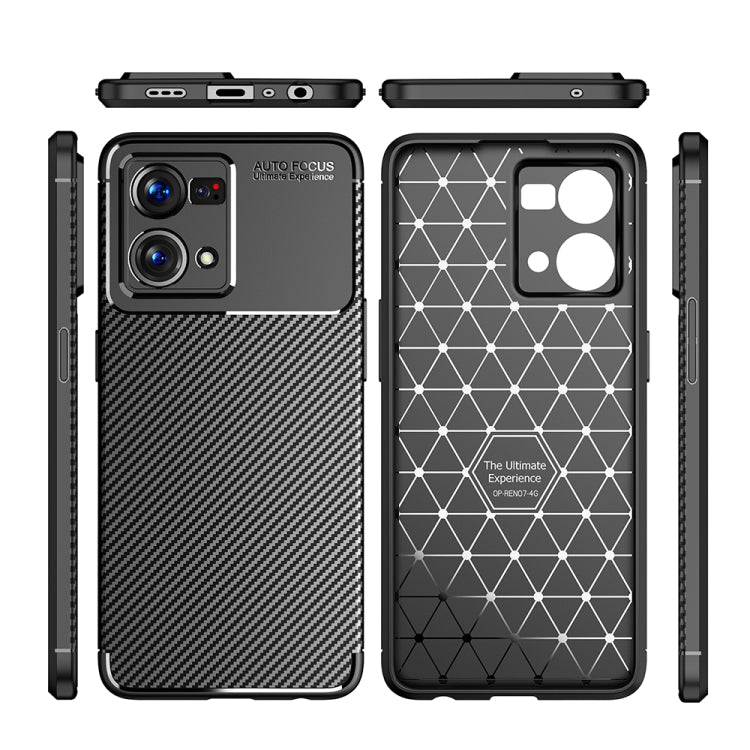 For OPPO Reno7 4G Global Carbon Fiber Texture Shockproof TPU Phone Case