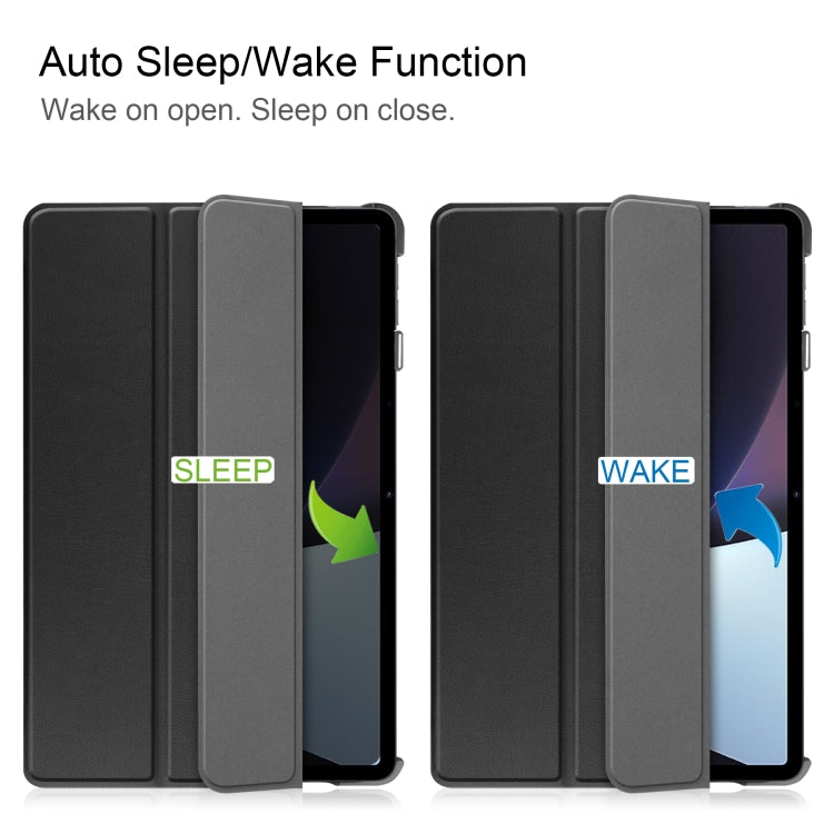 For OPPO Pad Three-folding Holder Custer Texture Leather Tablet Case