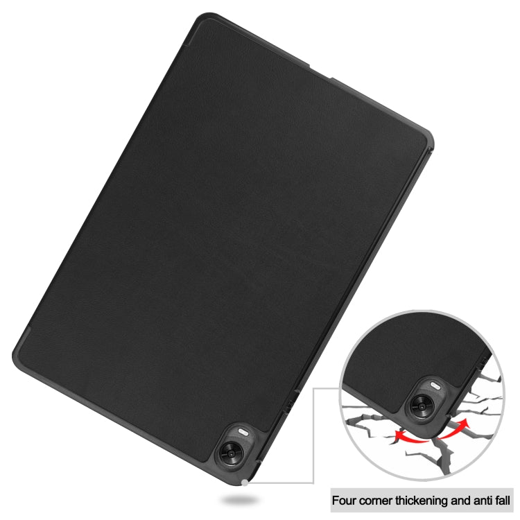 For OPPO Pad Three-folding Holder Custer Texture Leather Tablet Case