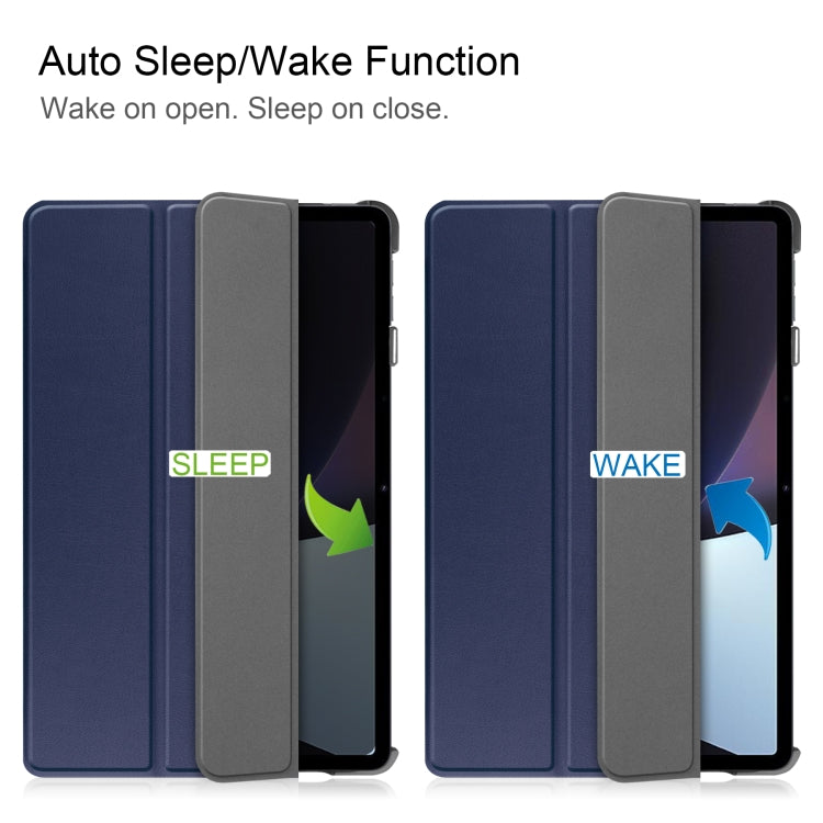 For OPPO Pad Three-folding Holder Custer Texture Leather Tablet Case