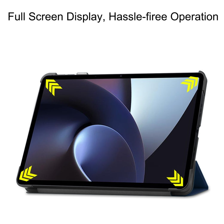 For OPPO Pad Three-folding Holder Custer Texture Leather Tablet Case