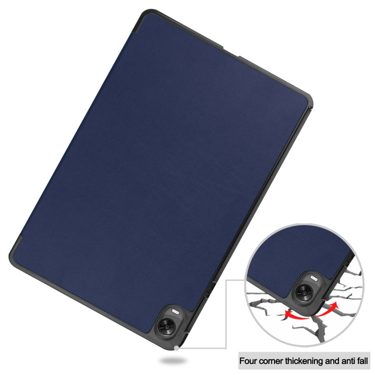 For OPPO Pad Three-folding Holder Custer Texture Leather Tablet Case