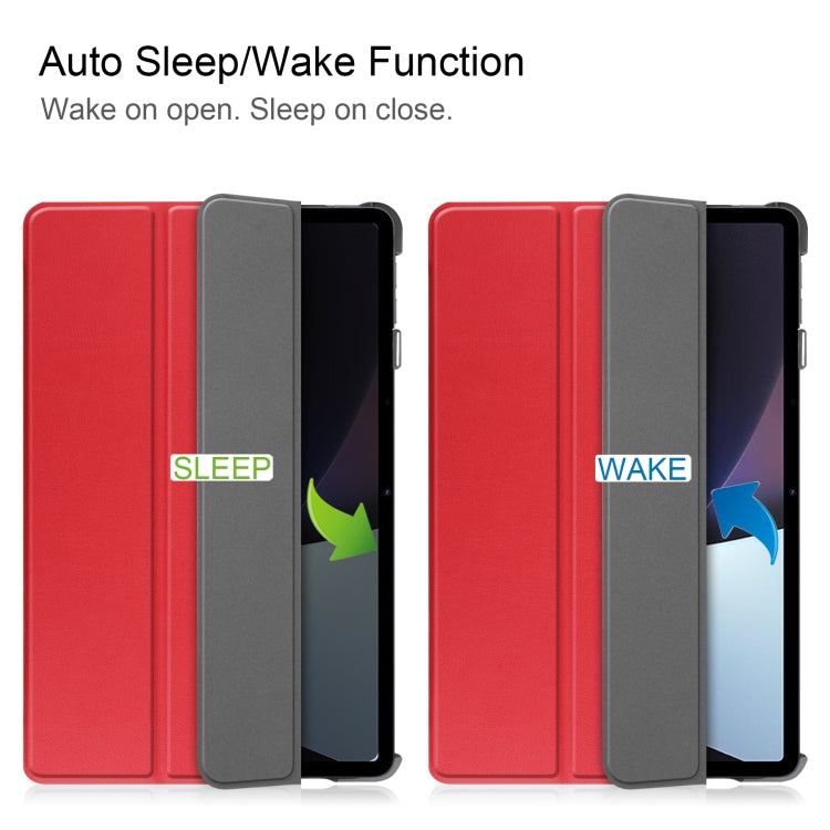 For OPPO Pad Three-folding Holder Custer Texture Leather Tablet Case