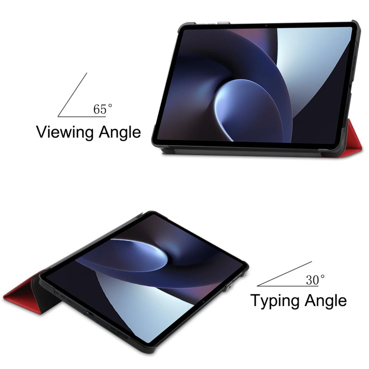 For OPPO Pad Three-folding Holder Custer Texture Leather Tablet Case