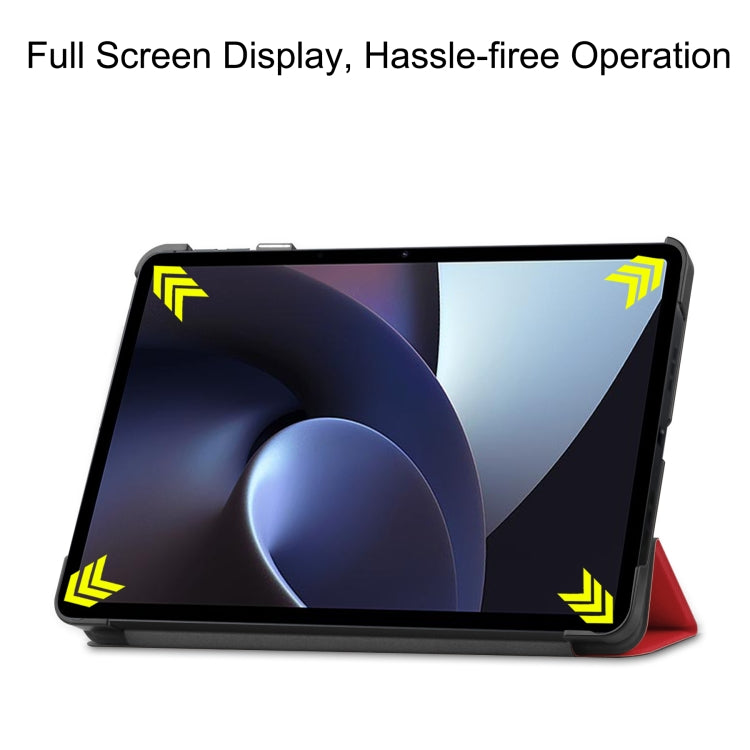 For OPPO Pad Three-folding Holder Custer Texture Leather Tablet Case