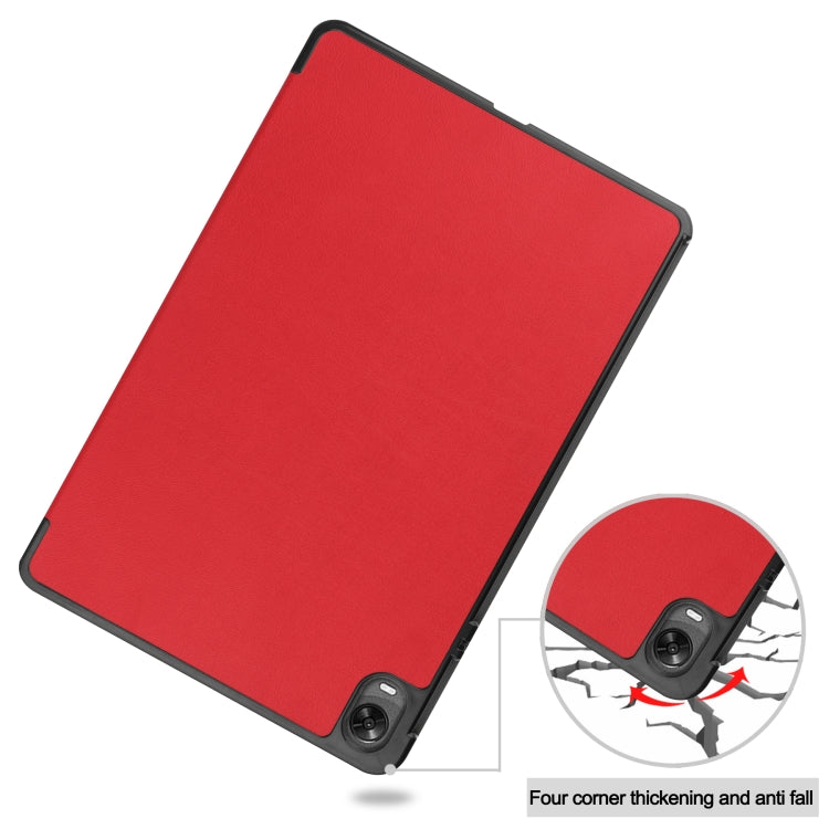 For OPPO Pad Three-folding Holder Custer Texture Leather Tablet Case