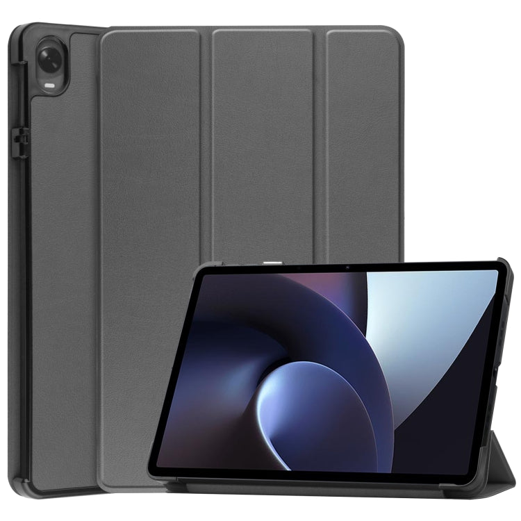 For OPPO Pad Three-folding Holder Custer Texture Leather Tablet Case