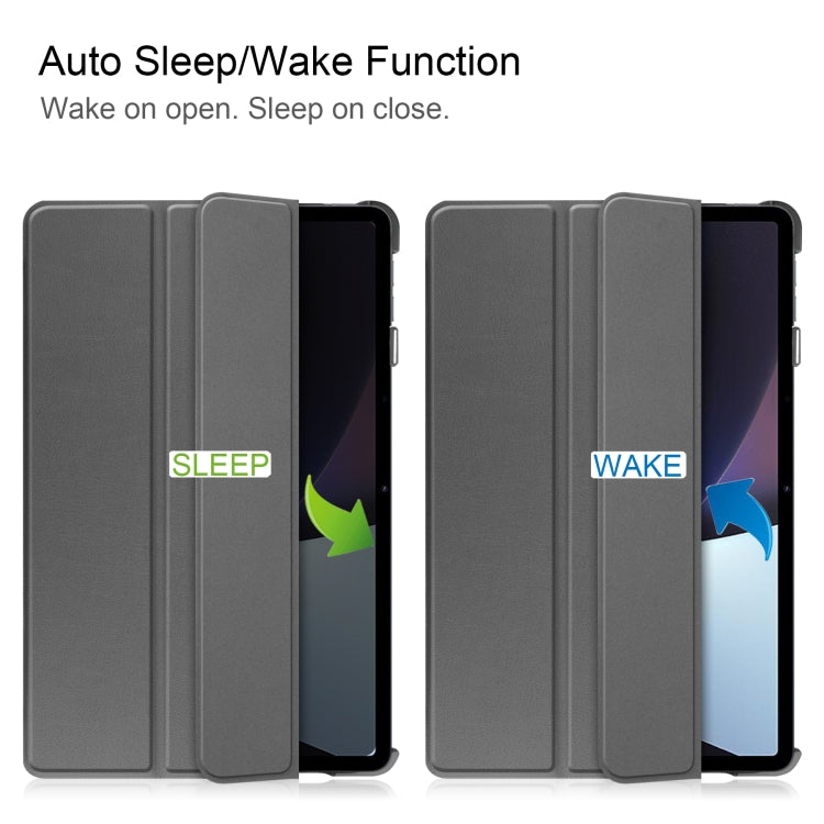 For OPPO Pad Three-folding Holder Custer Texture Leather Tablet Case