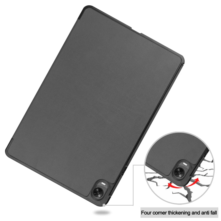 For OPPO Pad Three-folding Holder Custer Texture Leather Tablet Case