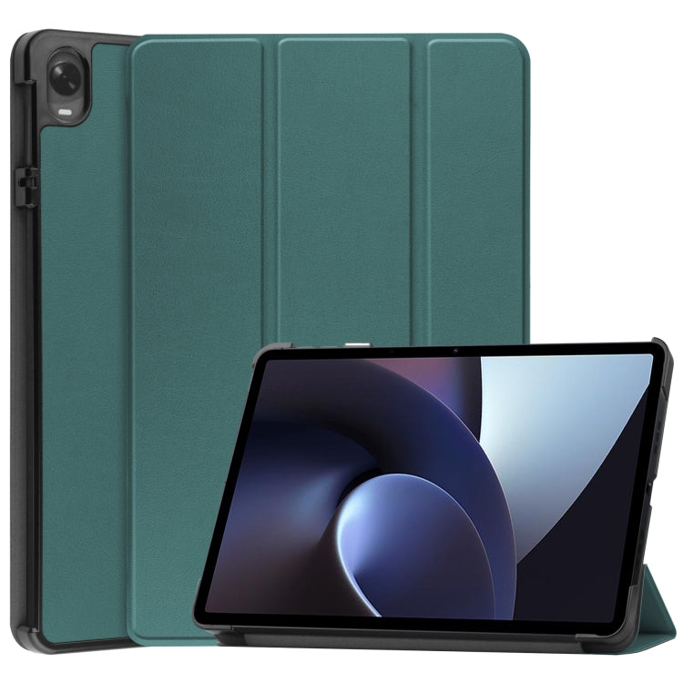 For OPPO Pad Three-folding Holder Custer Texture Leather Tablet Case