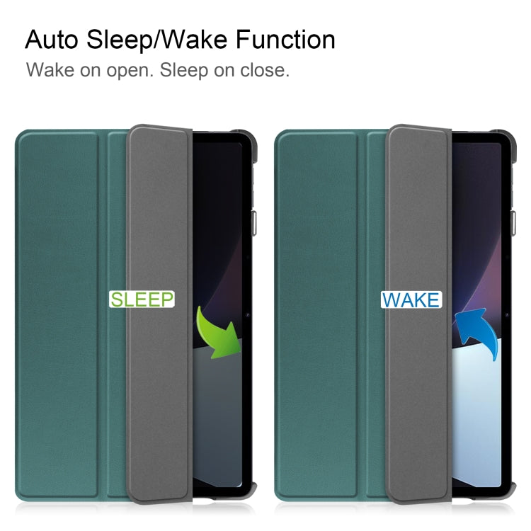 For OPPO Pad Three-folding Holder Custer Texture Leather Tablet Case