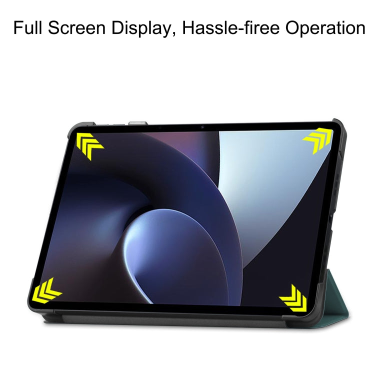 For OPPO Pad Three-folding Holder Custer Texture Leather Tablet Case