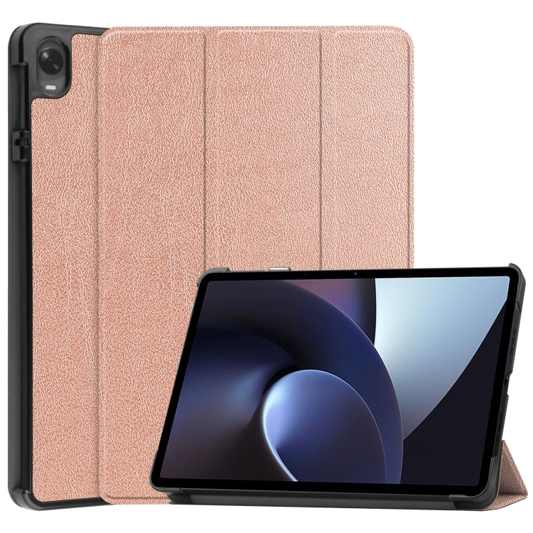 For OPPO Pad Three-folding Holder Custer Texture Leather Tablet Case