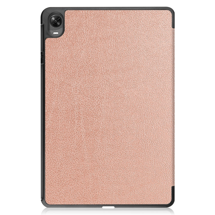 For OPPO Pad Three-folding Holder Custer Texture Leather Tablet Case