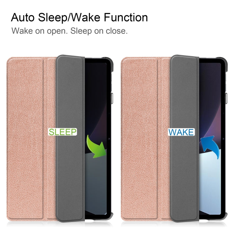 For OPPO Pad Three-folding Holder Custer Texture Leather Tablet Case