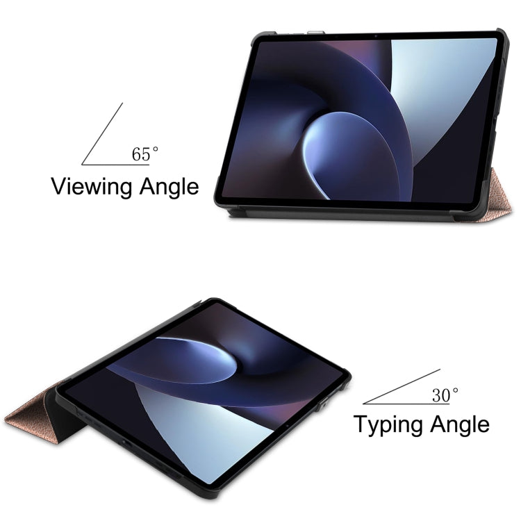 For OPPO Pad Three-folding Holder Custer Texture Leather Tablet Case