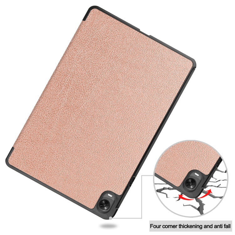 For OPPO Pad Three-folding Holder Custer Texture Leather Tablet Case