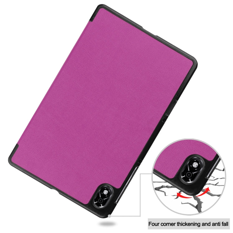 For Lenovo Legion Y700 Three-folding Holder Custer Texture Leather Tablet Case