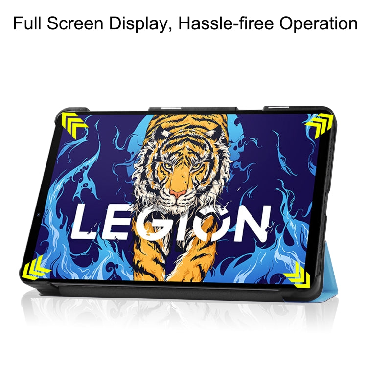 For Lenovo Legion Y700 Three-folding Holder Custer Texture Leather Tablet Case