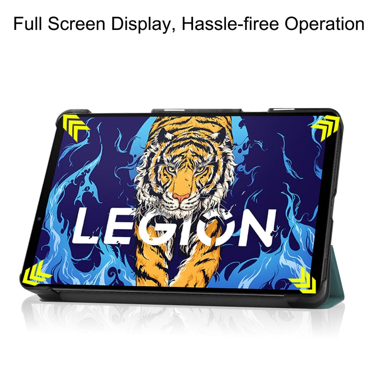 For Lenovo Legion Y700 Three-folding Holder Custer Texture Leather Tablet Case