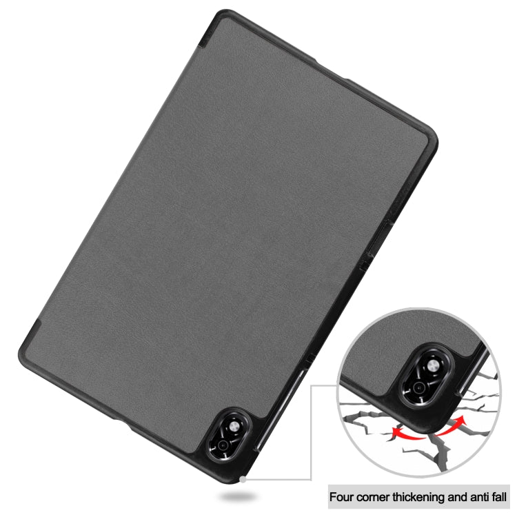 For Lenovo Legion Y700 Three-folding Holder Custer Texture Leather Tablet Case