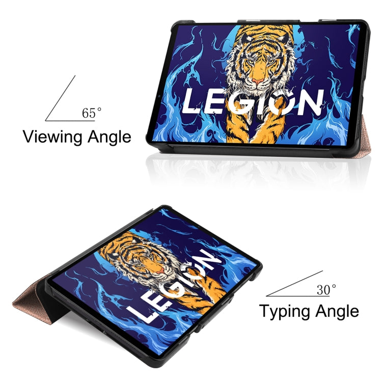 For Lenovo Legion Y700 Three-folding Holder Custer Texture Leather Tablet Case