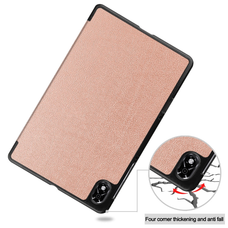 For Lenovo Legion Y700 Three-folding Holder Custer Texture Leather Tablet Case