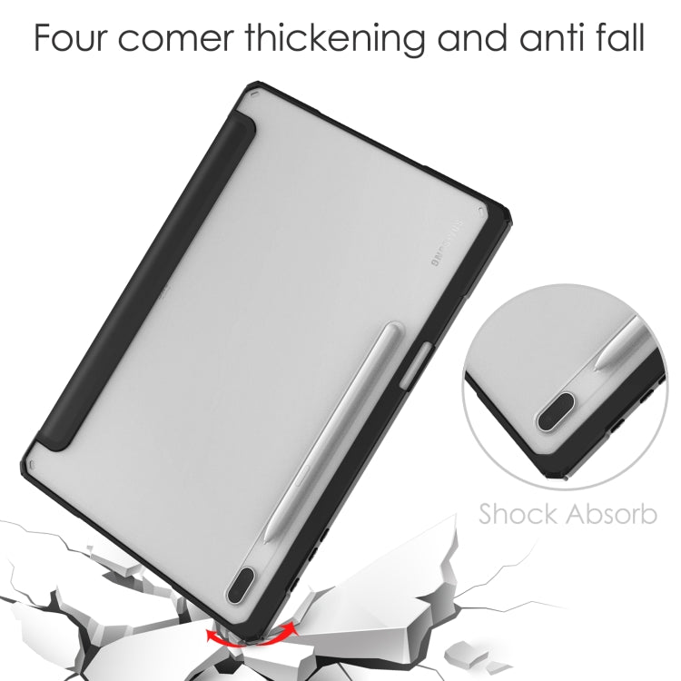 For Samsung Galaxy Tab S8+ Three-fold Transparent TPU Smart Leather Tablet Case