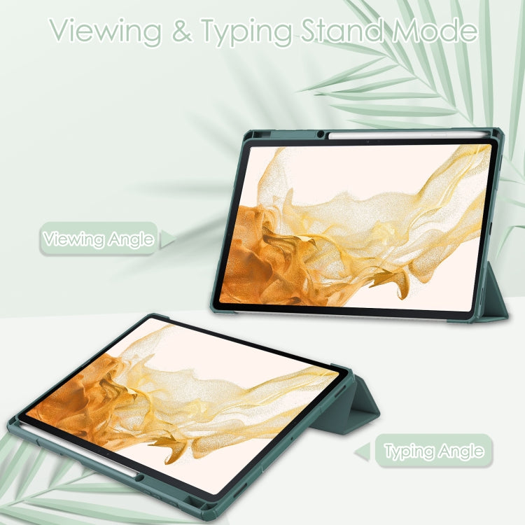 For Samsung Galaxy Tab S8+ Three-fold Transparent TPU Smart Leather Tablet Case