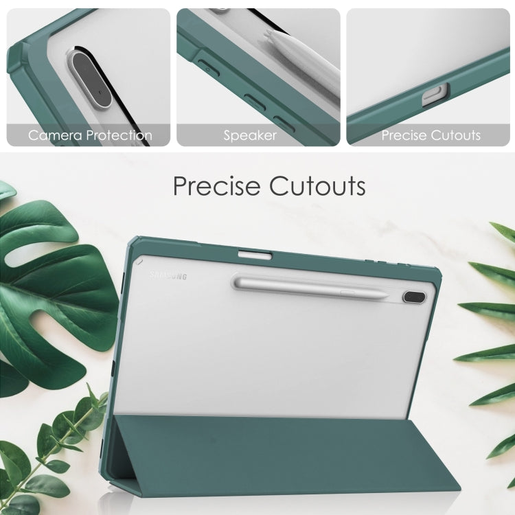 For Samsung Galaxy Tab S8+ Three-fold Transparent TPU Smart Leather Tablet Case