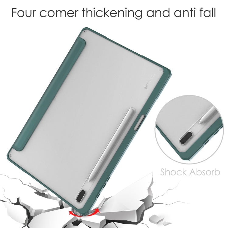For Samsung Galaxy Tab S8+ Three-fold Transparent TPU Smart Leather Tablet Case