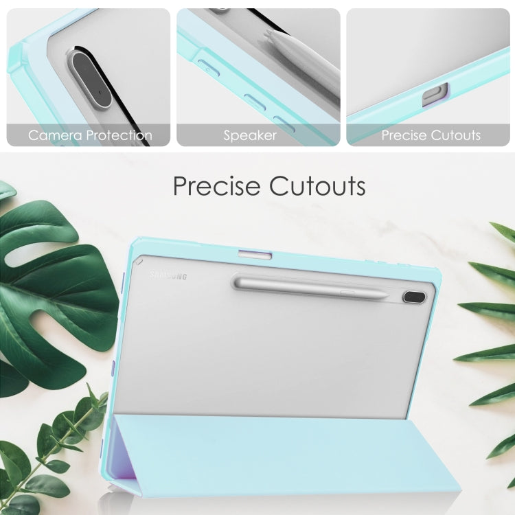 For Samsung Galaxy Tab S8+ Three-fold Transparent TPU Smart Leather Tablet Case