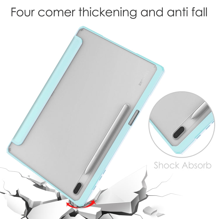 For Samsung Galaxy Tab S8+ Three-fold Transparent TPU Smart Leather Tablet Case