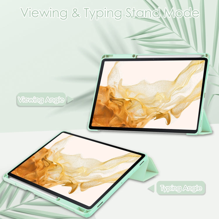 For Samsung Galaxy Tab S8+ Three-fold Transparent TPU Smart Leather Tablet Case