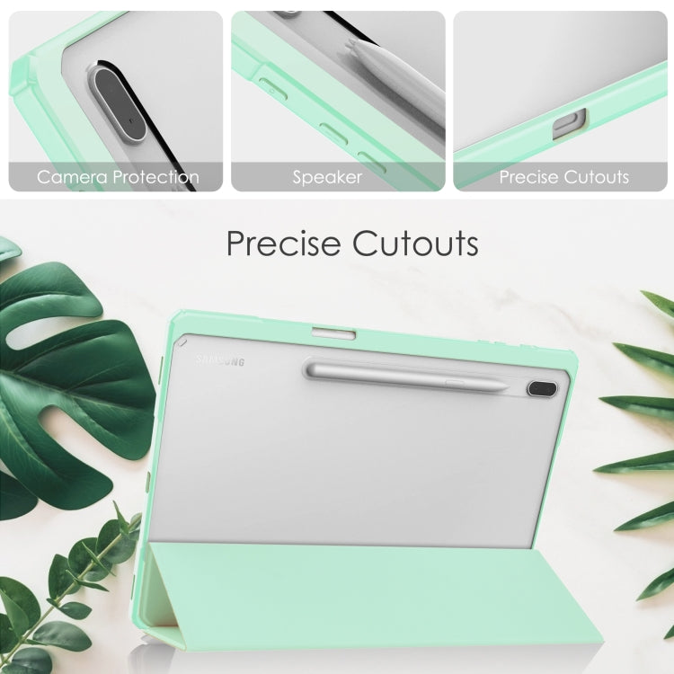 For Samsung Galaxy Tab S8+ Three-fold Transparent TPU Smart Leather Tablet Case