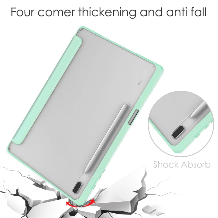 For Samsung Galaxy Tab S8+ Three-fold Transparent TPU Smart Leather Tablet Case