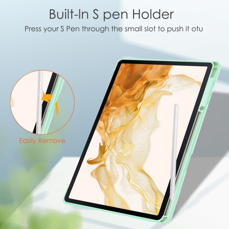 For Samsung Galaxy Tab S8+ Three-fold Transparent TPU Smart Leather Tablet Case