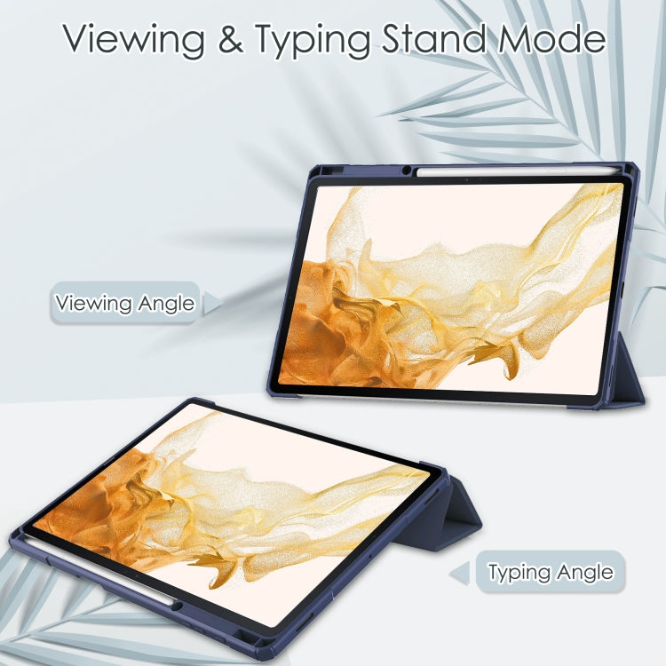 For Samsung Galaxy Tab S8+ Three-fold Transparent TPU Smart Leather Tablet Case