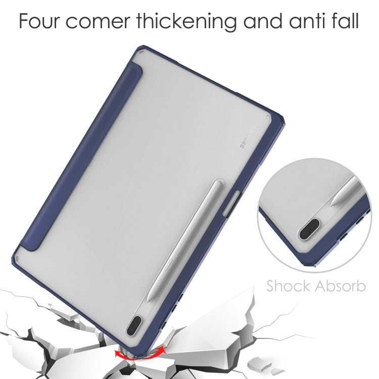 For Samsung Galaxy Tab S8+ Three-fold Transparent TPU Smart Leather Tablet Case